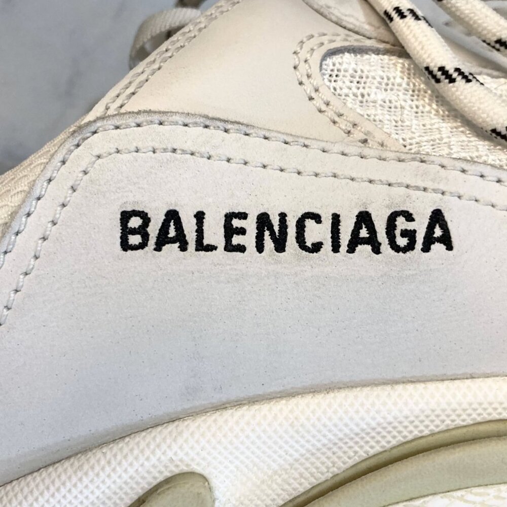 BALENCIAGA Triple S Sneakers Size 13 534217 Mesh Leather Designer White & Gray - Picture 10 of 15